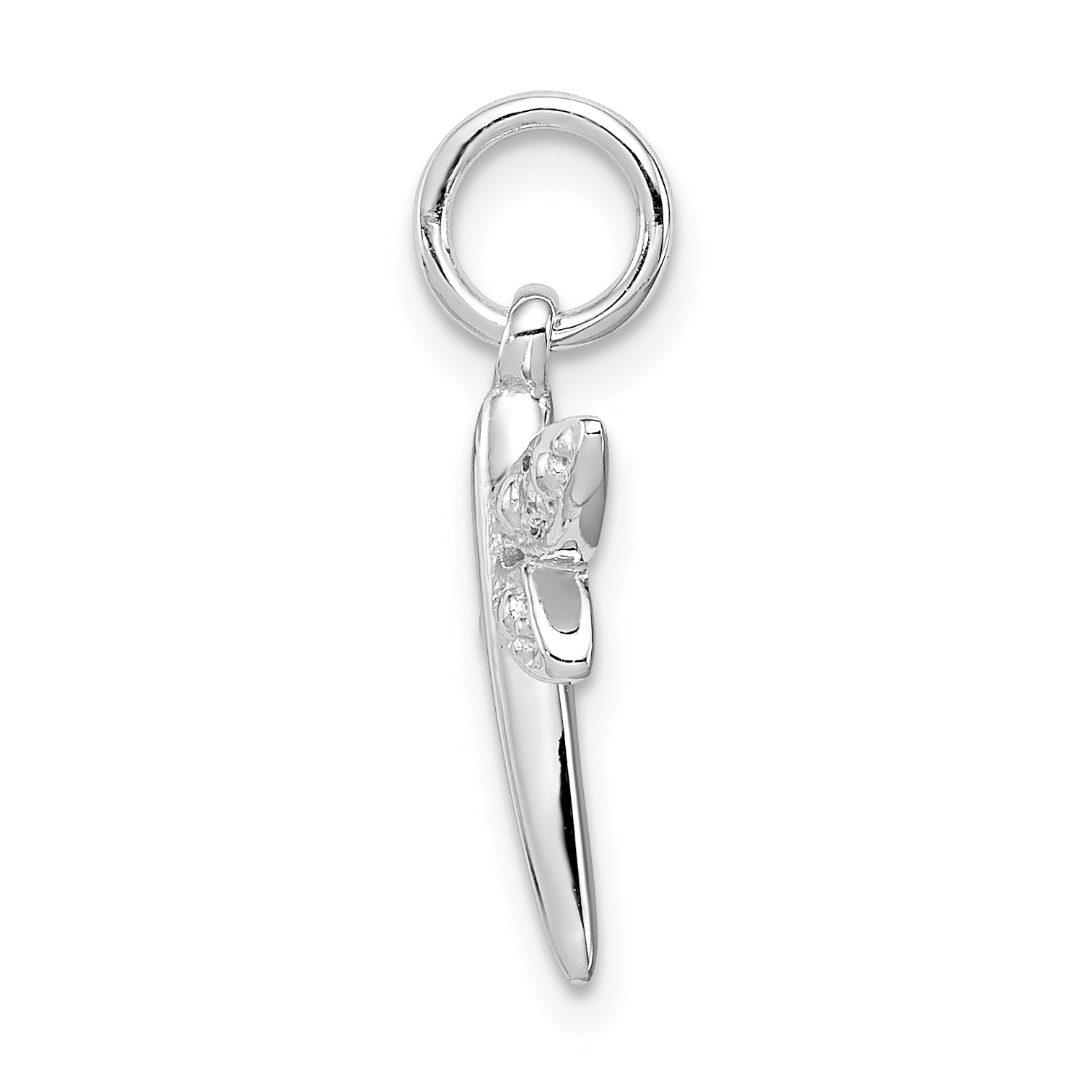 Sterling Silver Rhodium-plated CZ Dragonfly Pendant Secondary image