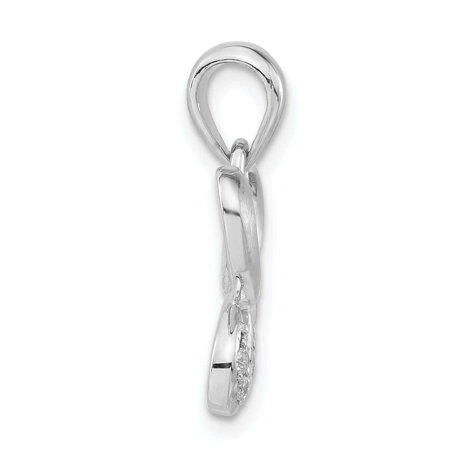 Sterling Silver 925 Butterfly Pendant with Rose CZ Satin Finish