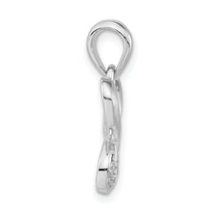 Sterling Silver 925 Butterfly Pendant with Rose CZ Satin Finish
