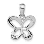 Sterling Silver 925 Butterfly Pendant with Rose CZ Satin Finish