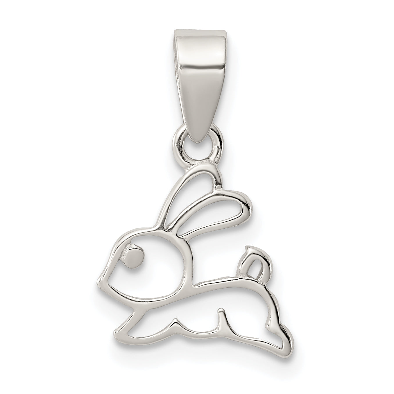 Sterling Silver Rhodium-plated Polished Bunny Pendant Main image