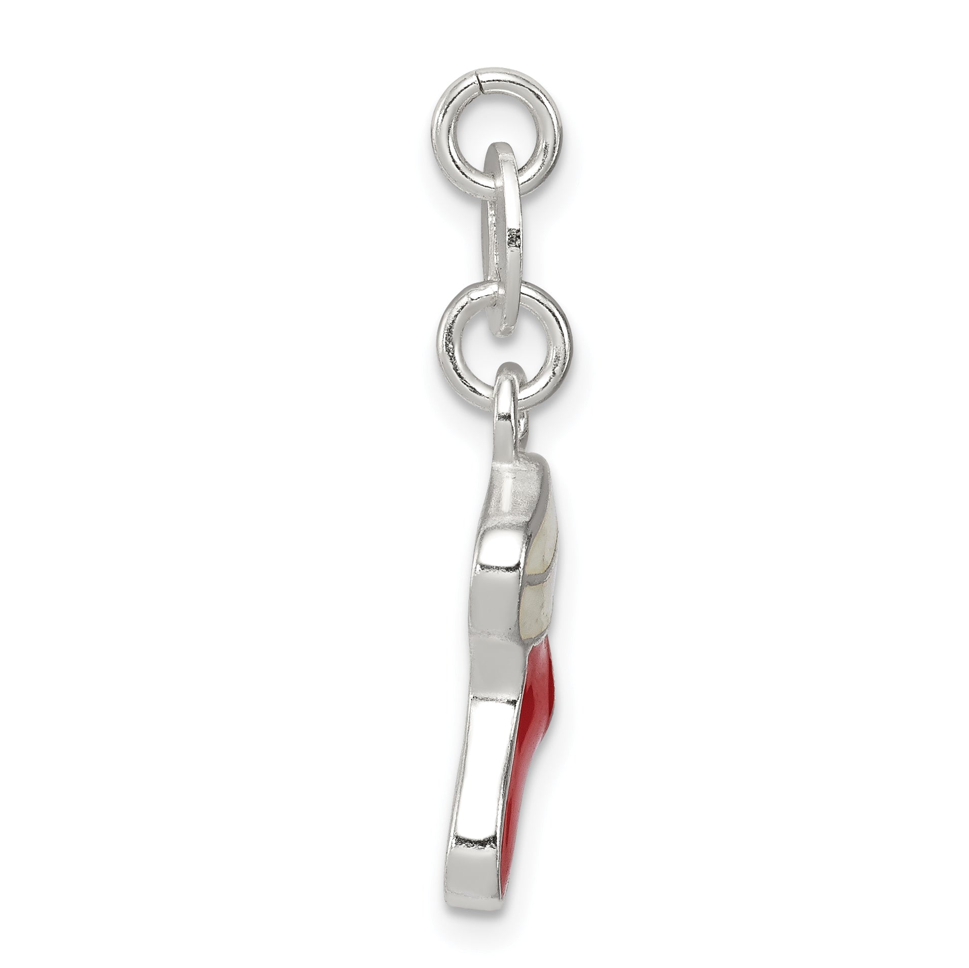 Sterling Silver Enamel Stocking Charm with Anti-Tarnish Finish Secondary image