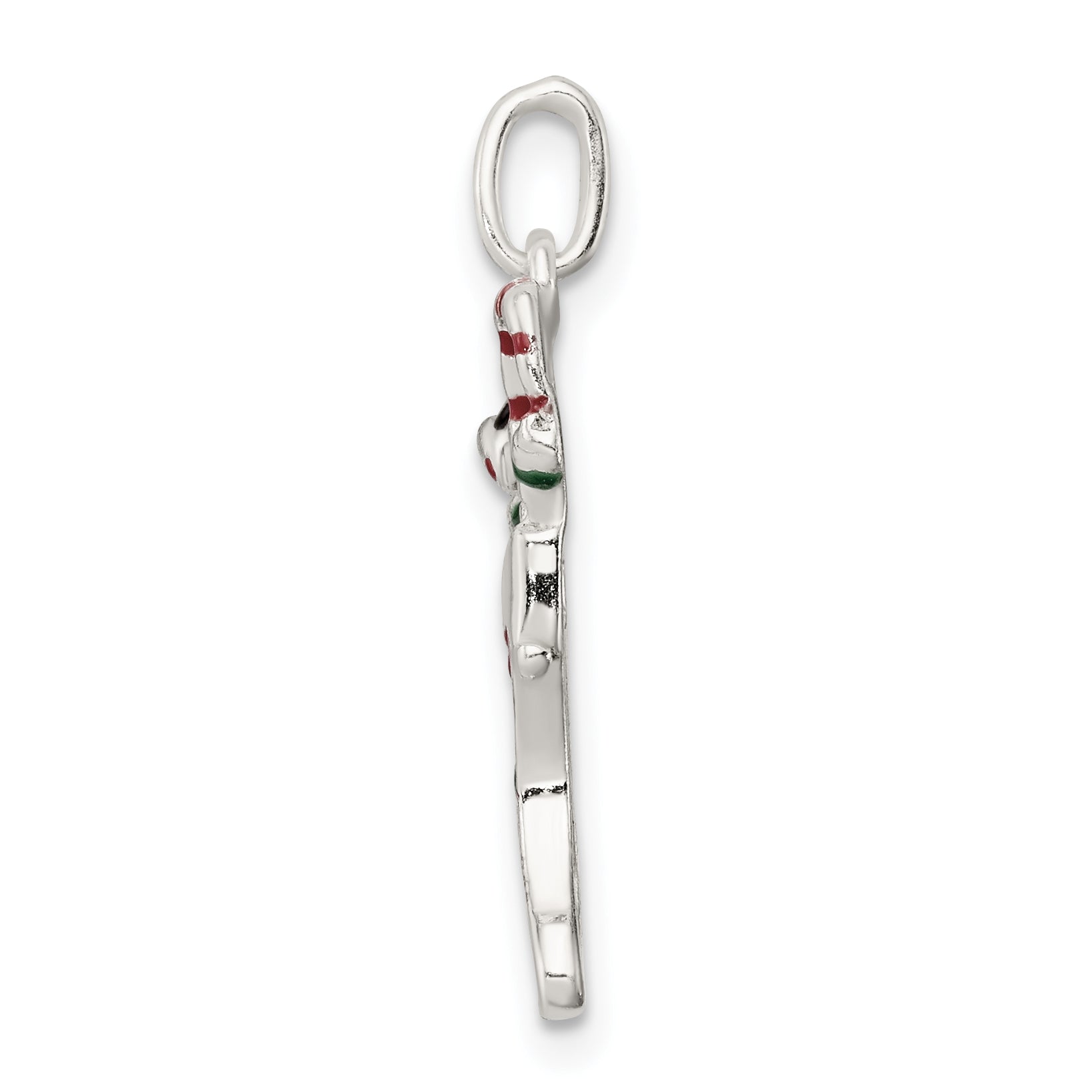 Sterling Silver 925 Enamel Christmas Stocking Pendant with Anti-Tarnish Finish Secondary image