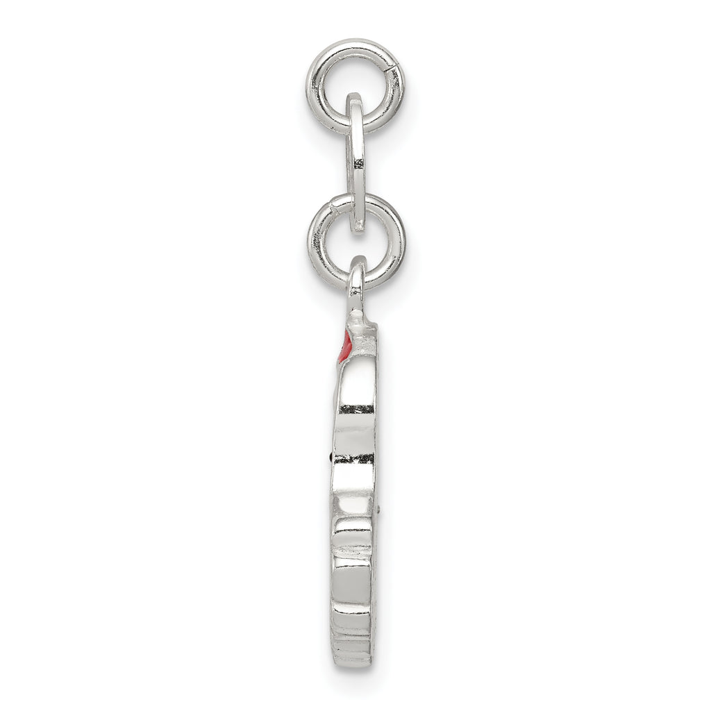 Sterling Silver 925 Enamel Santa Charm with Anti-Tarnish Coating