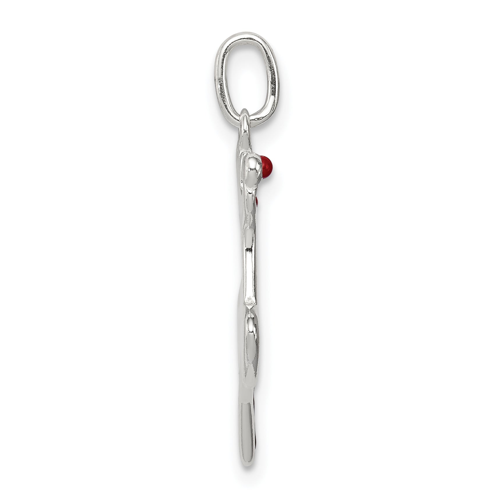 Sterling Silver Polished Enamel Reindeer Pendant Secondary image