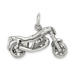 Sterling Silver Polished and Antiqued Motorcycle Pendant
