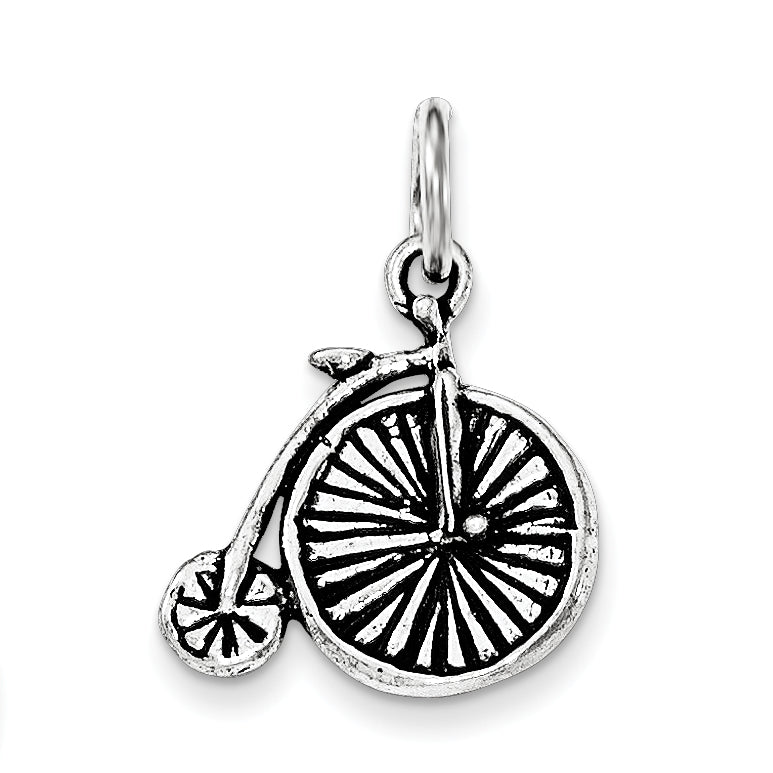 Sterling Silver Antiqued Old Fashioned Bicycle Pendant