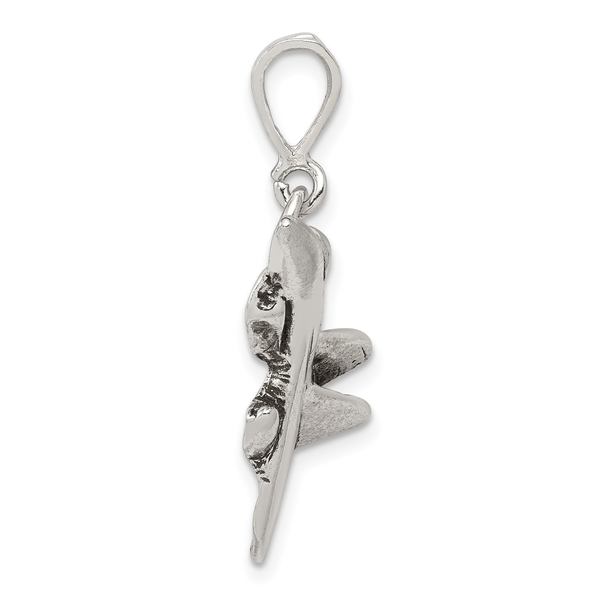 Men's Sterling Silver 925 Jet Fighter Pendant with Antiqued Finish Secondary image