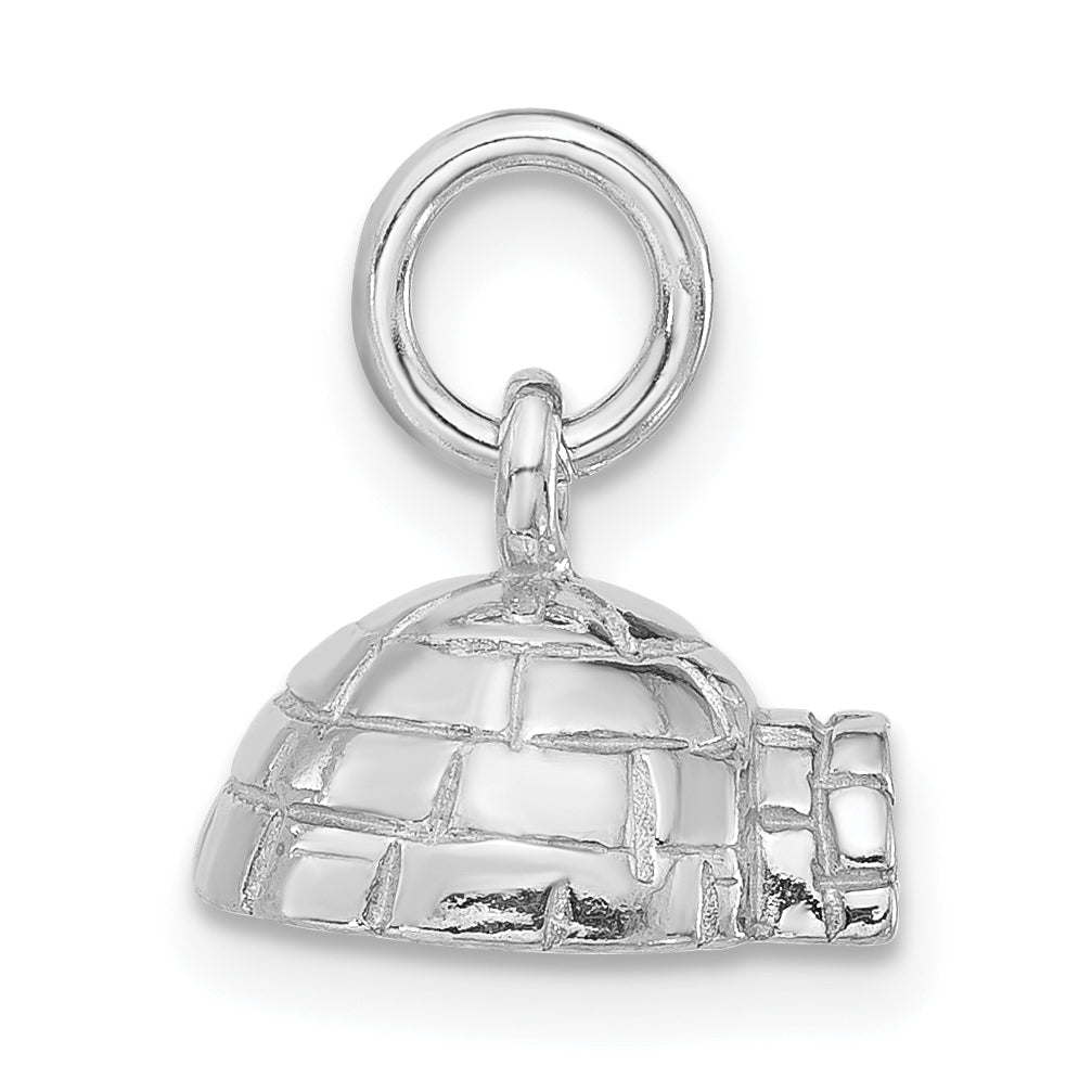 Sterling Silver 3D Igloo Pendant with Polished Finish Unisex Jewelry