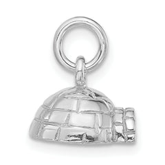 Sterling Silver 3D Igloo Pendant with Polished Finish Unisex Jewelry