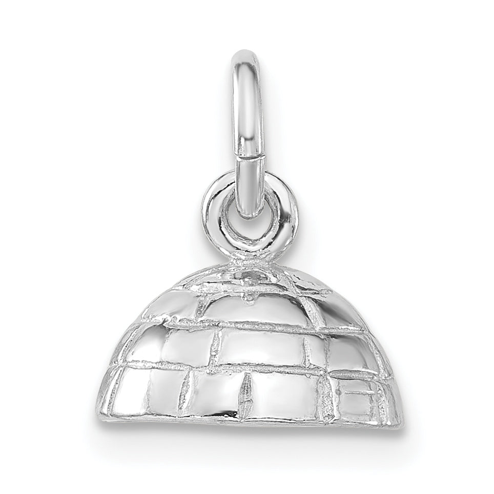 Sterling Silver 3D Igloo Pendant with Polished Finish Unisex Jewelry