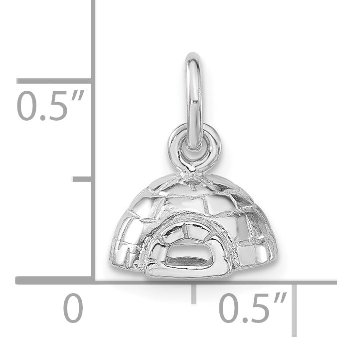 Sterling Silver 3D Igloo Pendant with Polished Finish Unisex Jewelry