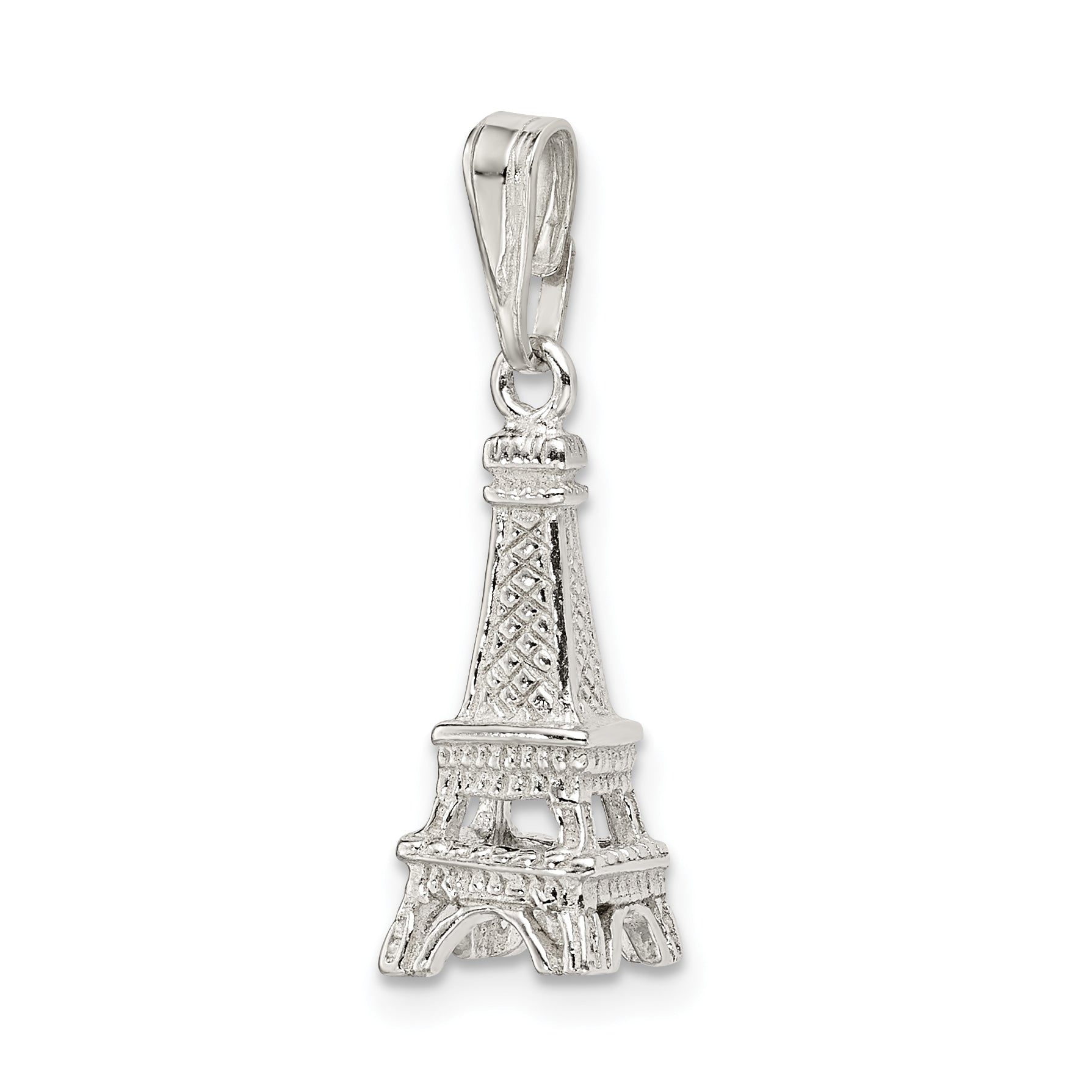Sterling Silver 3D Eiffel Tower Charm Polished Elegance by Sophia Jewelers