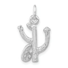 Sterling Silver 925 Unisex 3D Cactus Pendant Polished Finish
