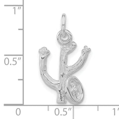 Sterling Silver 925 Unisex 3D Cactus Pendant Polished Finish