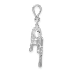 Unisex Polished Sterling Silver 3D Saddle Pendant by Sophia Jewelers