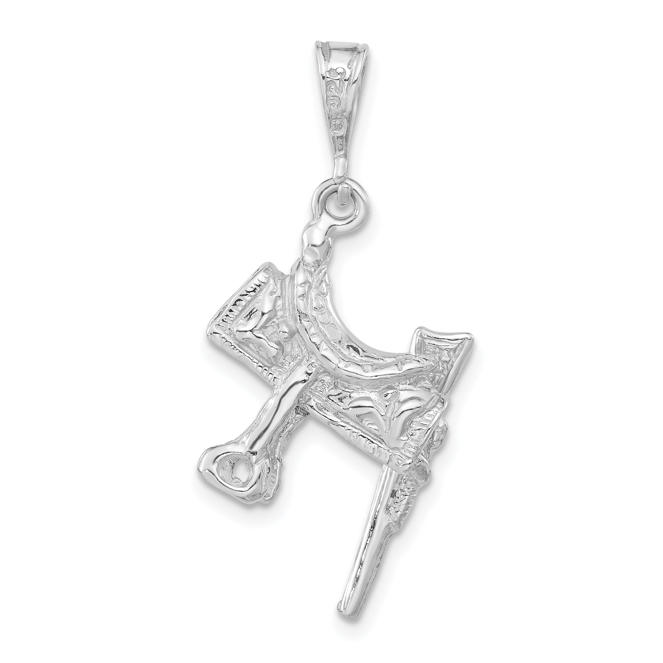 Unisex Polished Sterling Silver 3D Saddle Pendant by Sophia Jewelers