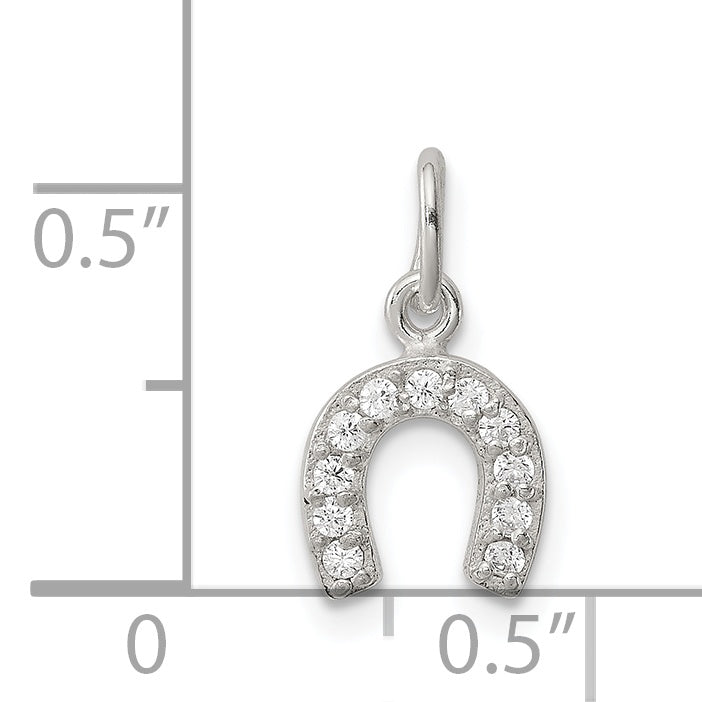 Sophia Jewelers Sterling Silver Horseshoe CZ Polished Charm