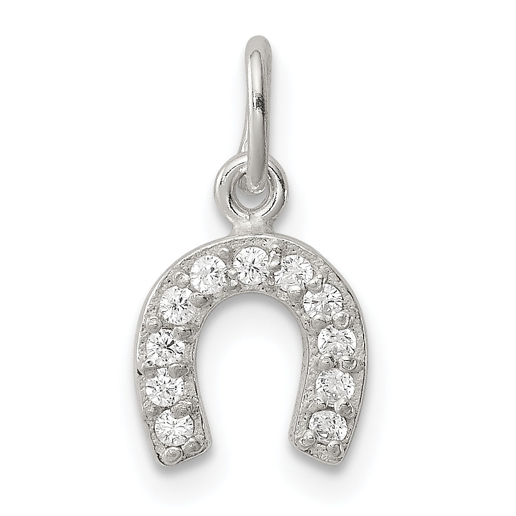 Sterling Silver Polished Horseshoe CZ Charm Main image