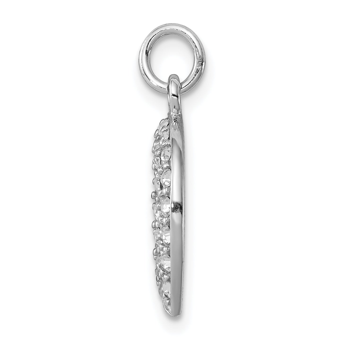 925 Sterling Silver Horseshoe Pendant with Polished Crystal Charm Secondary image