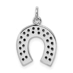 925 Sterling Silver Horseshoe Pendant with Polished Crystal Charm