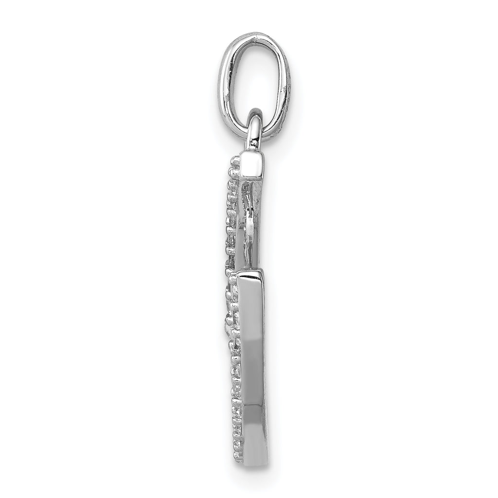 Sophia Jewelers Sterling Silver CZ Pendant with Rhodium Polish