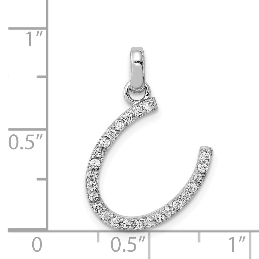 Sophia Jewelers Sterling Silver CZ Pendant with Rhodium Polish