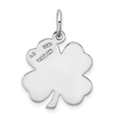 Men's Sterling Silver 925 Four Leaf Clover Pendant Polished Rhodium Elegance