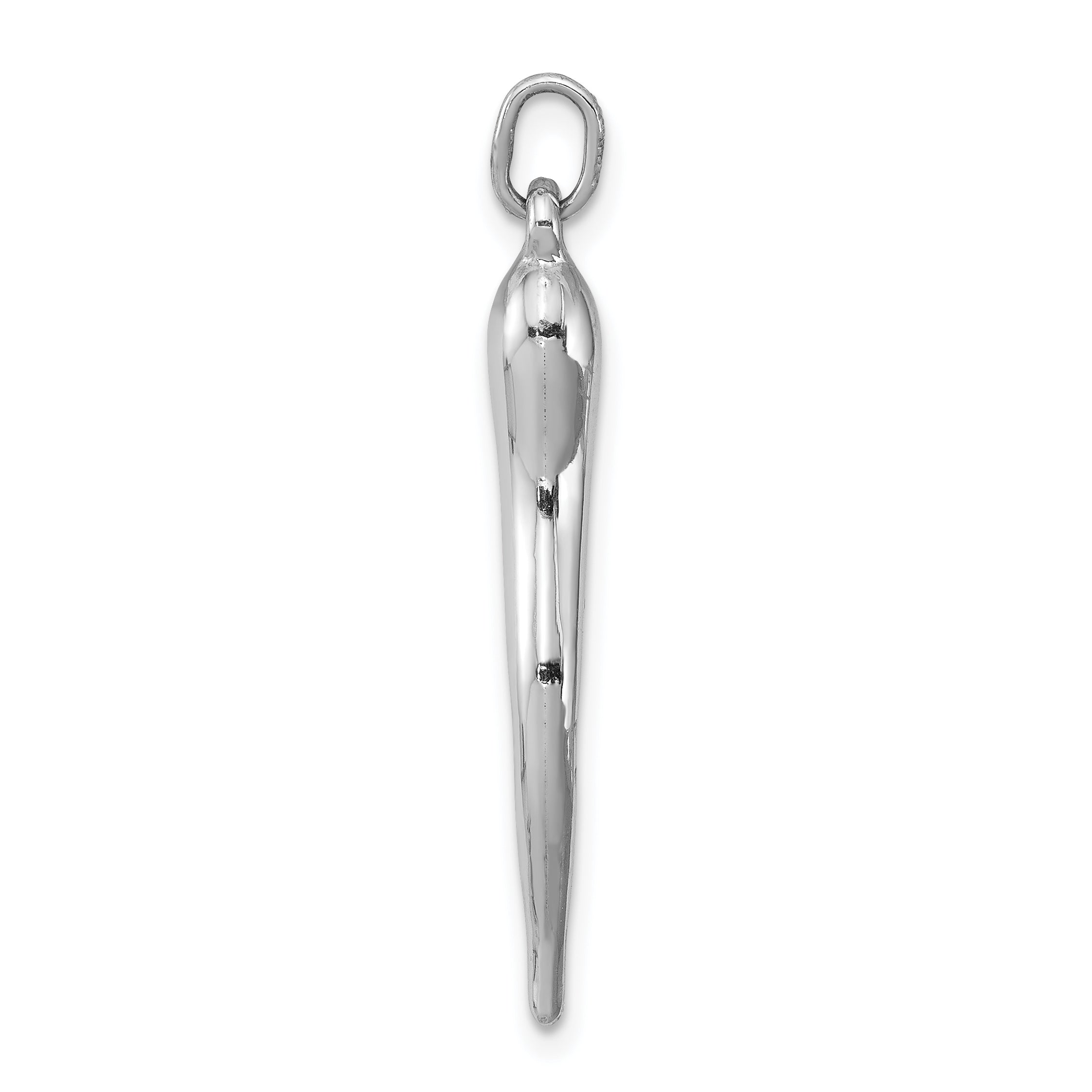 Sterling Silver 925 Men's Italian Horn Pendant with Rhodium Polish Secondary image