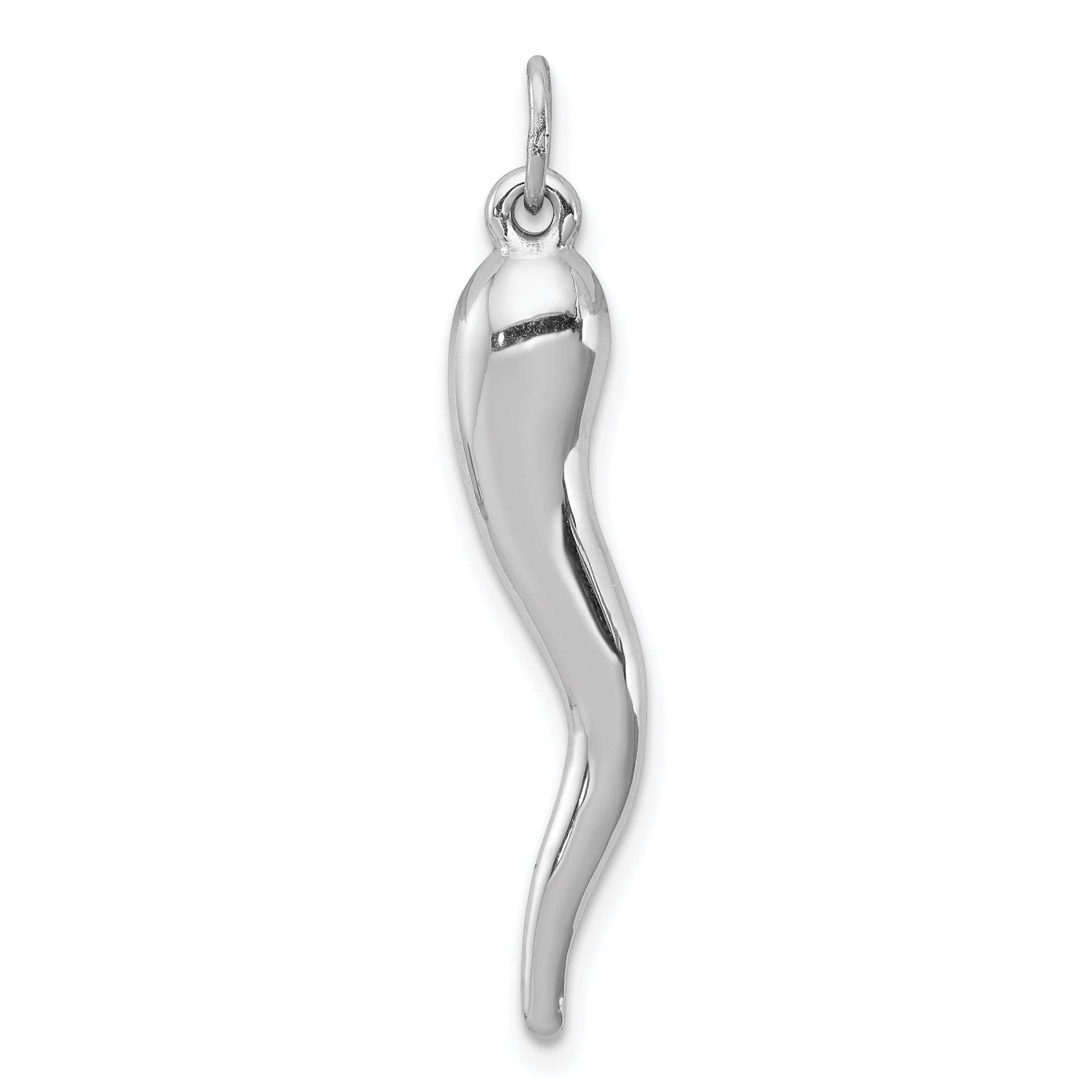 Sterling Silver Rhodium-plated Polished Italian Horn Pendant Main image