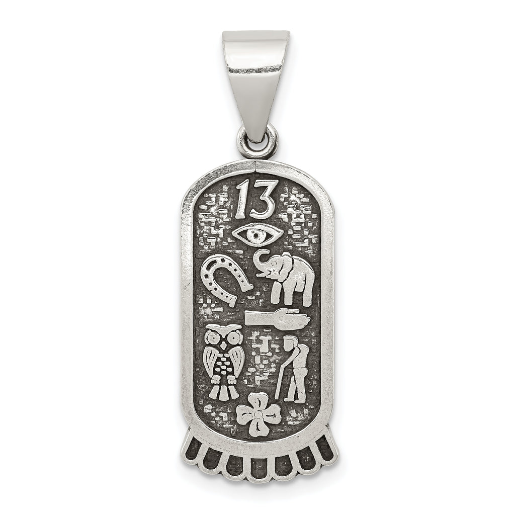 Sterling Silver Antiqued Good Luck Icon Pendant