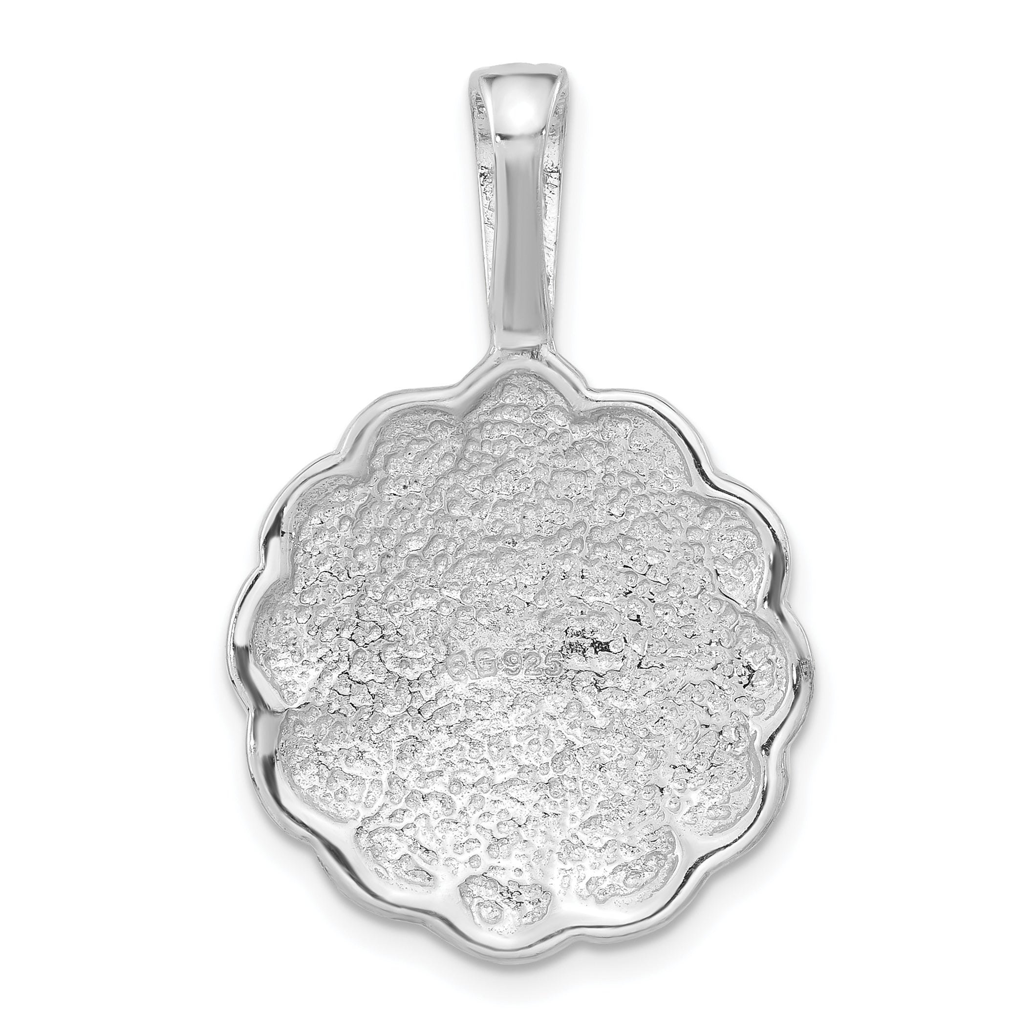 Unisex 925 Sterling Silver Polished Textured Pendant by Sophia Jewelers