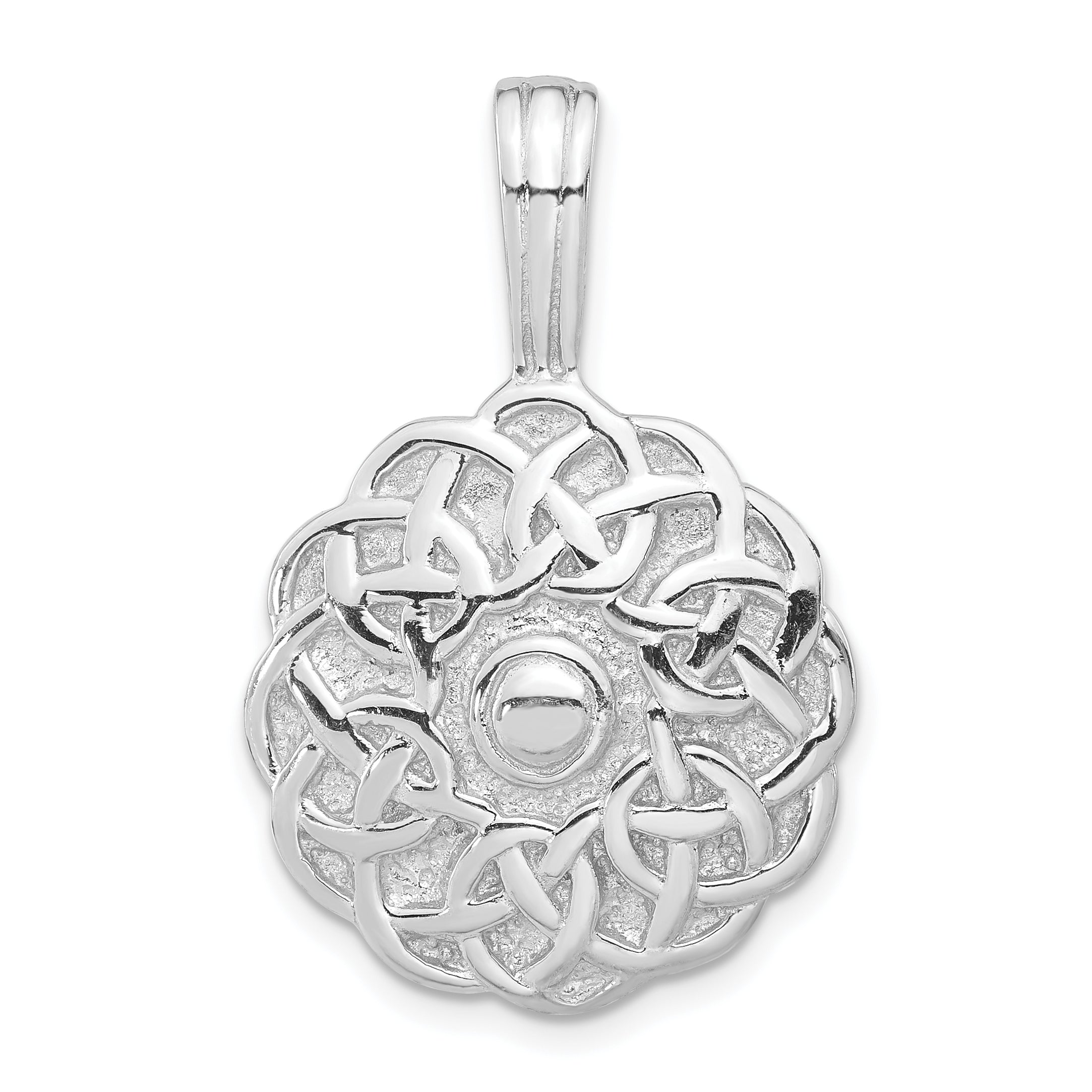 Sterling Silver Polished and Textured Fancy Circle Pendant Main image