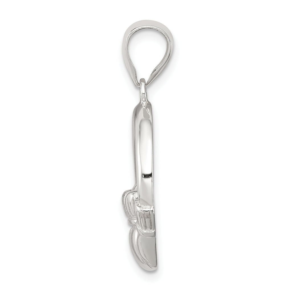 Sterling Silver 925 Claddagh Pendant with Polished Anti-tarnish Finish