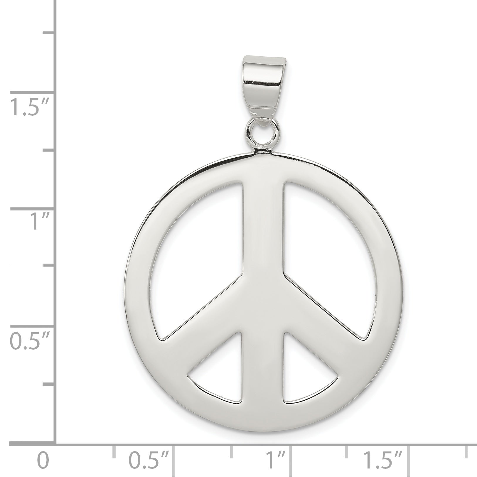 Men's 925 Sterling Silver Peace Pendant with Polished Finish