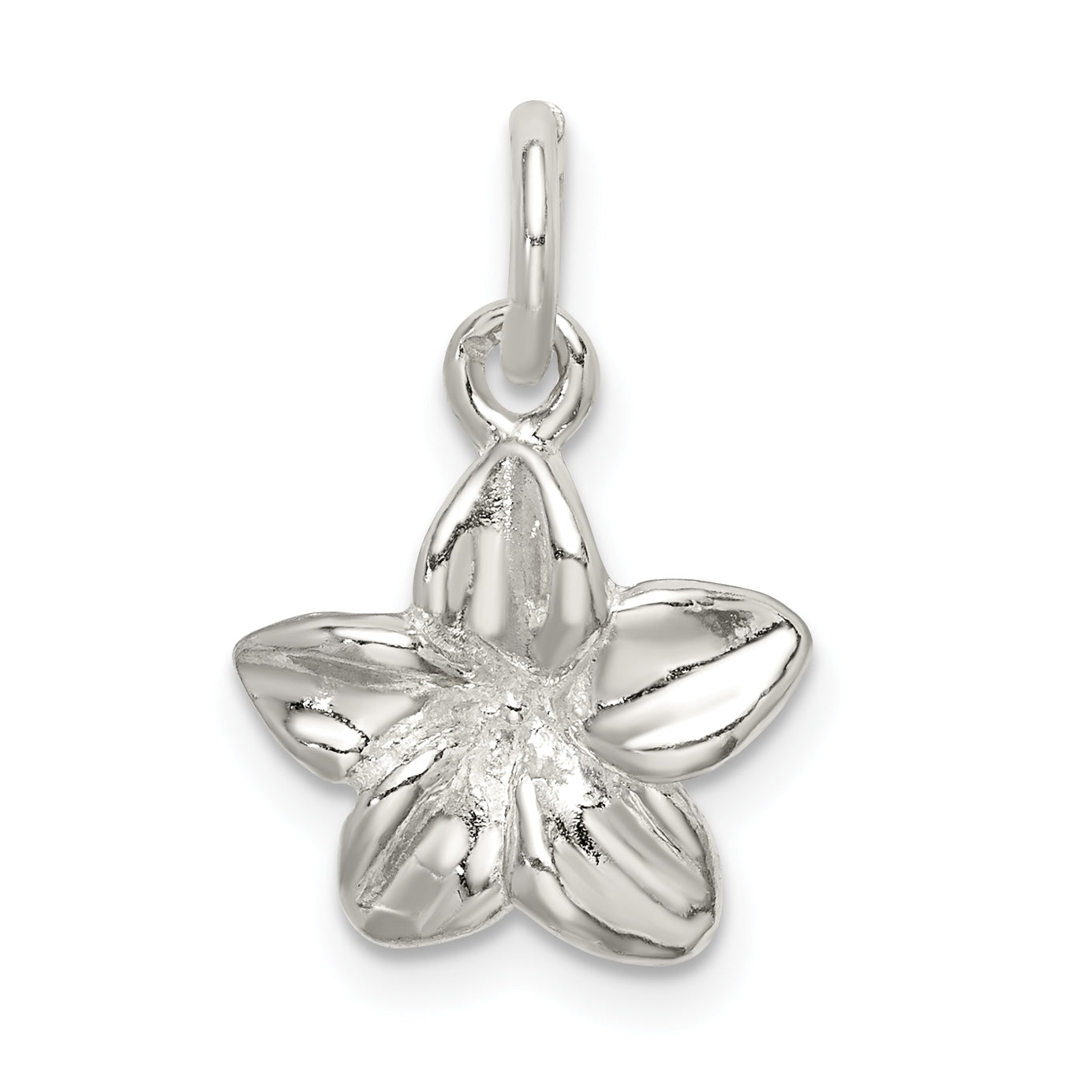 Sophia Jewelers Sterling Silver Plumeria Pendant with Polished Anti-Tarnish Finish