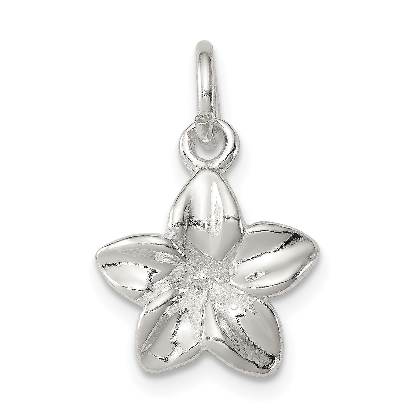 Sterling Silver Polished Plumeria Flower Pendant Main image