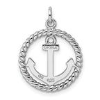 Sophia Jewelers Men's Sterling Silver Anchor Pendant with Polished Rhodium Finish