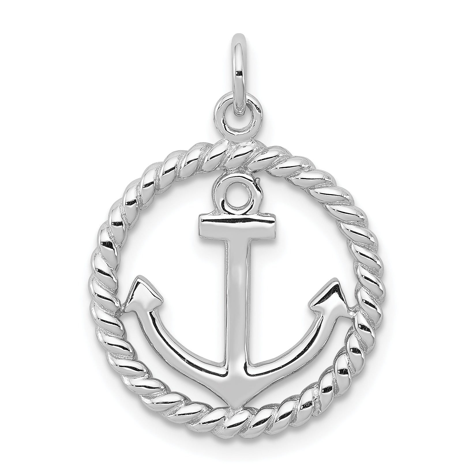 Sterling Silver Rhodium-plated Anchor Pendant Main image
