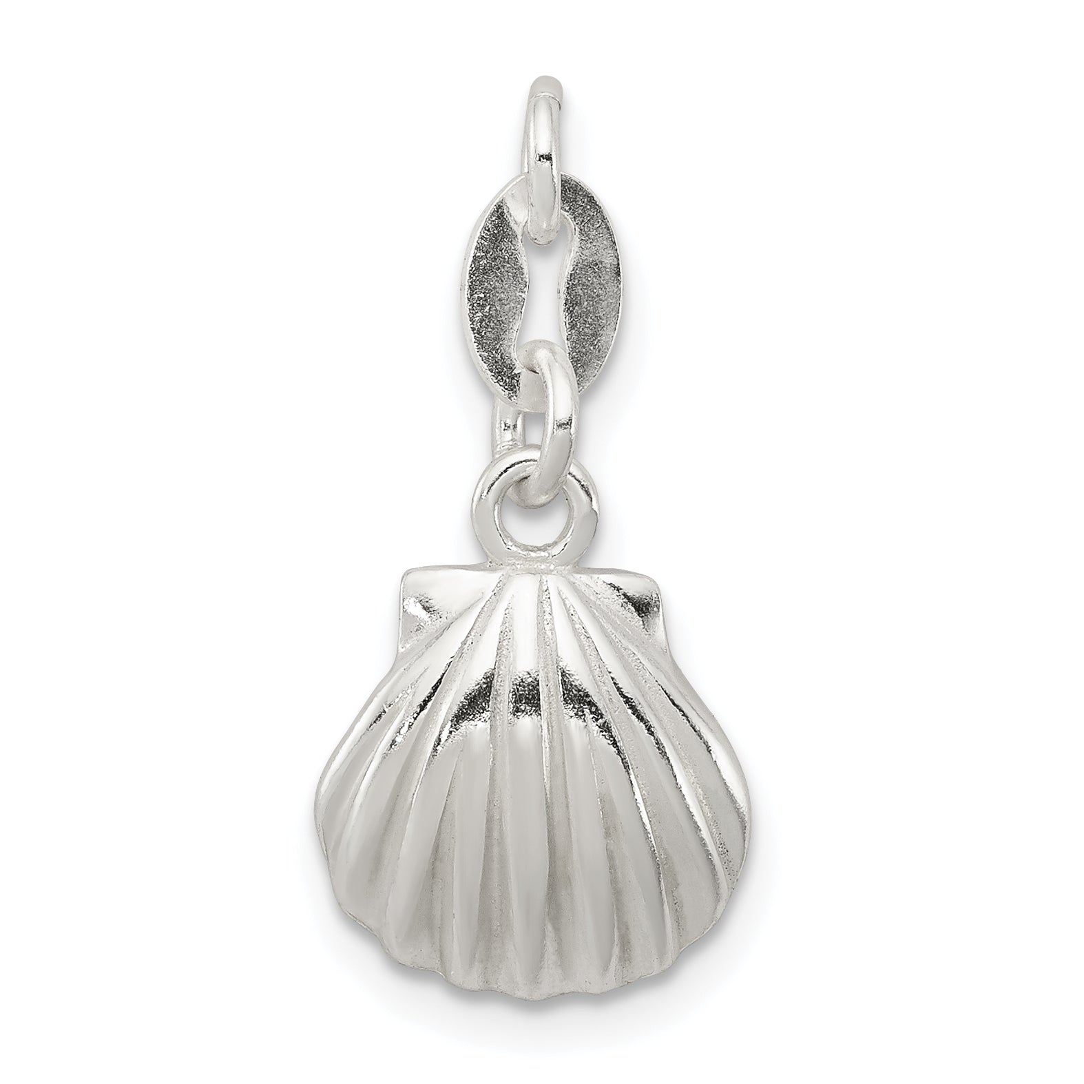 Sterling Silver Polished & Satin Seashell Charm Main image