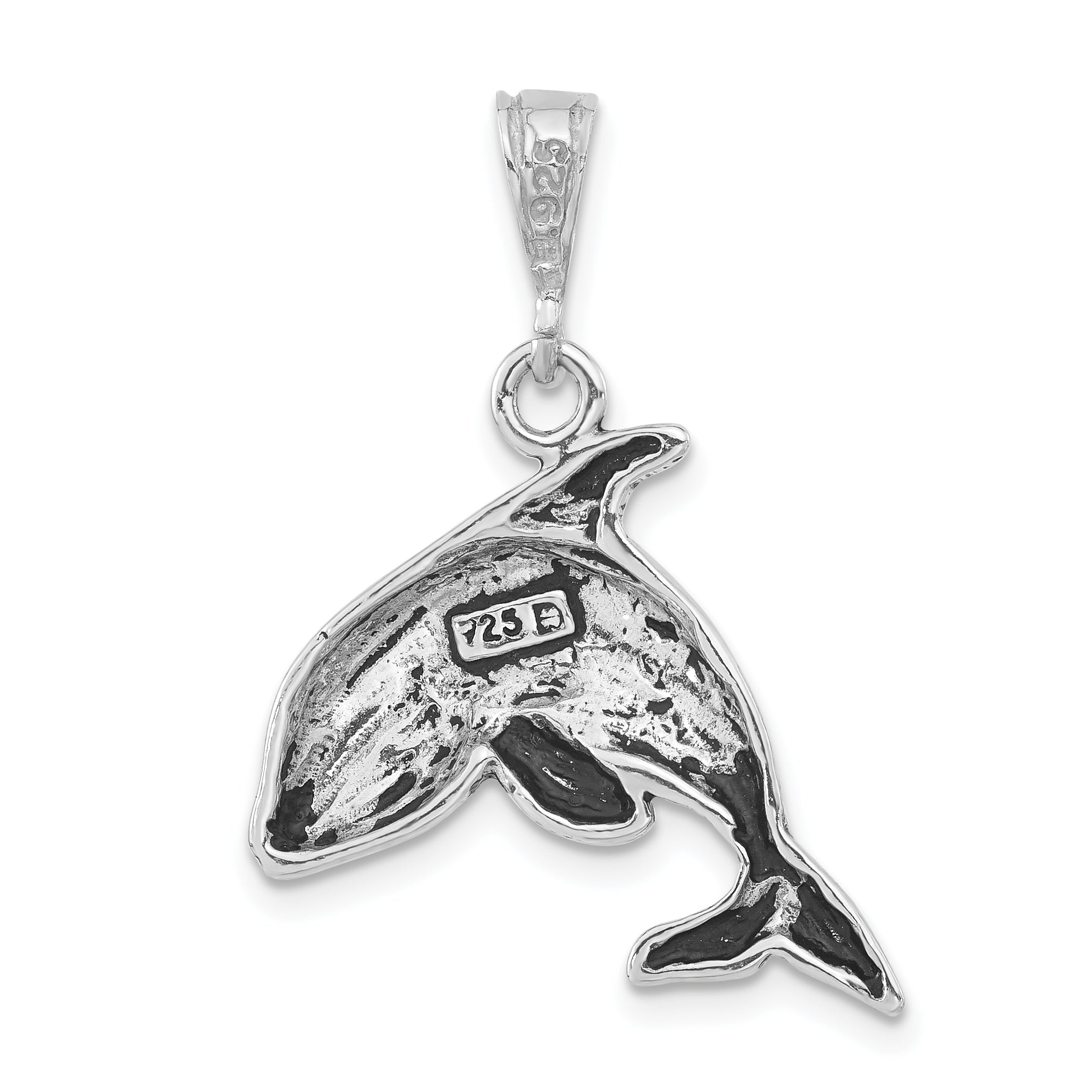 Sterling Silver 925 Women's Whale Pendant with Antiqued Finish