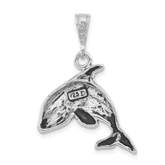 Sterling Silver 925 Women's Whale Pendant with Antiqued Finish