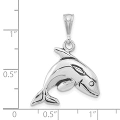 Sterling Silver 925 Women's Whale Pendant with Antiqued Finish