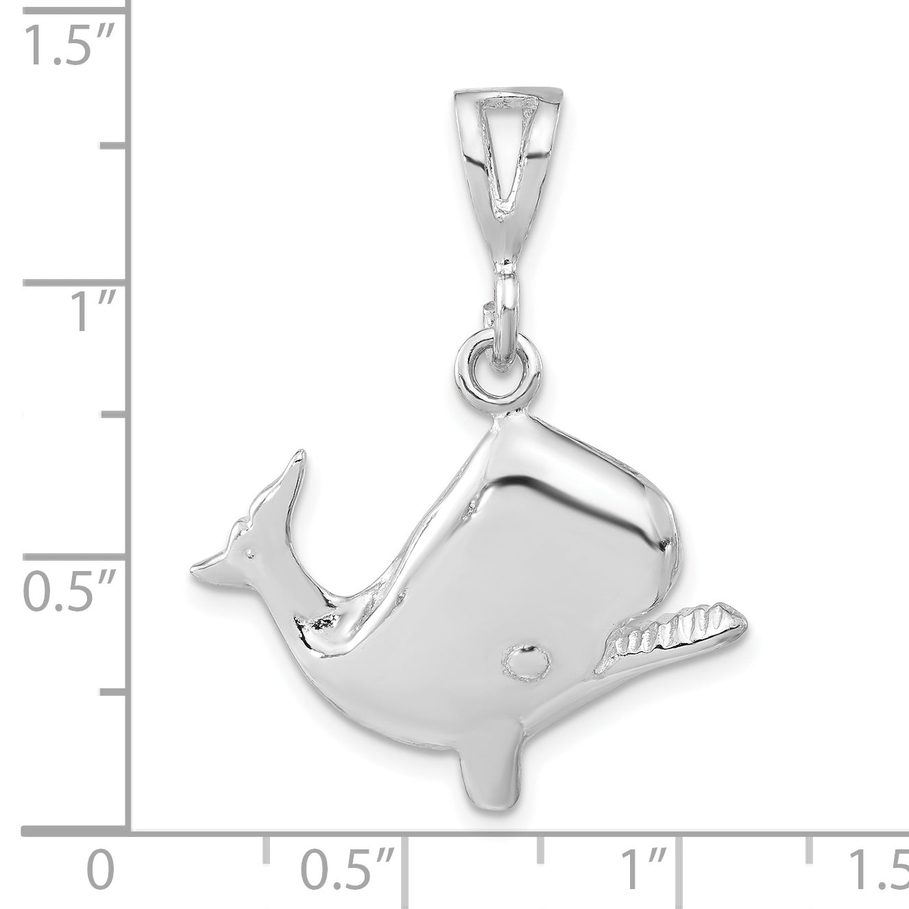 Sterling Silver 925 Polished Whale Pendant Unisex Elegant Design