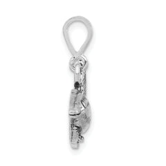 Sterling Silver 925 Unisex Textured Fish Pendant  Antiqued Finish