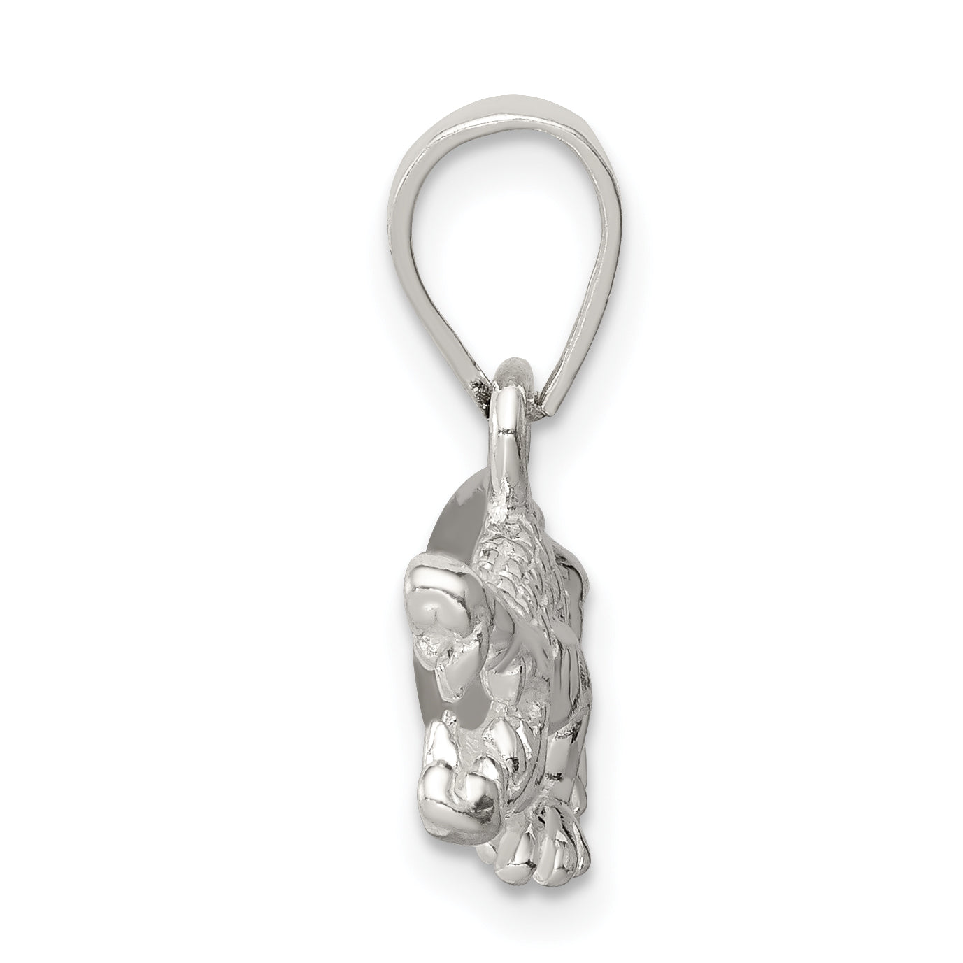 Sterling Silver 925 Crocodile Pendant with Polished Textured Finish