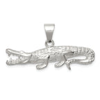 Sterling Silver Polished & Textured Crocodile Pendant