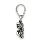 Men's 925 Sterling Silver Antiqued Crocodile Pendant with Textured Finish