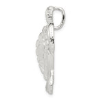 Sterling Silver Turtle Chain Slide Pendant with Polished Textured Finish