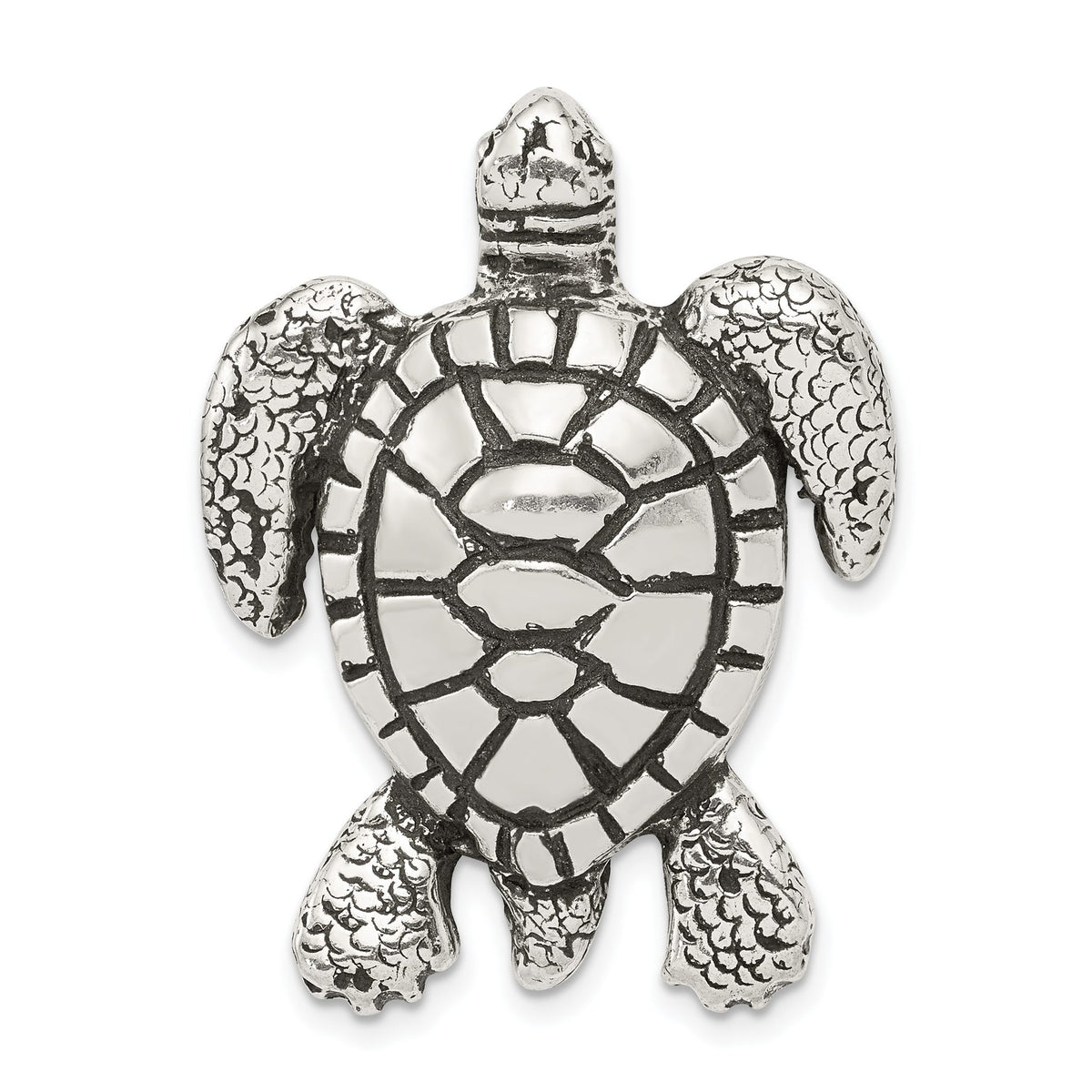 Turtle Slide Pendant in Sterling Silver, 35mm Antiqued - Sophia Jewelers Main image